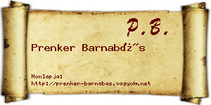 Prenker Barnabás névjegykártya